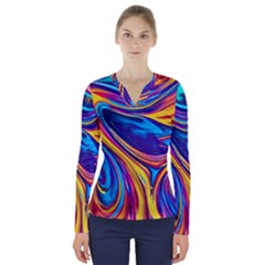 Dancing In The Liquid Light V-neck Long Sleeve Top by GardenOfOphir