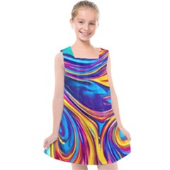 Dancing In The Liquid Light Kids  Cross Back Dress by GardenOfOphir