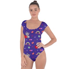 Texture Seamless Digital Scrapbooking Decorative Short Sleeve Leotard 