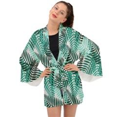 Background Pattern Texture Leaves Design Wallpaper Long Sleeve Kimono