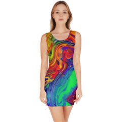 Waves Of Colorful Abstract Liquid Art Bodycon Dress by GardenOfOphir