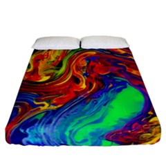 Waves Of Colorful Abstract Liquid Art Fitted Sheet (california King Size) by GardenOfOphir