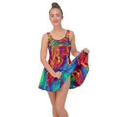 Waves Of Colorful Abstract Liquid Art Inside Out Casual Dress by GardenOfOphir