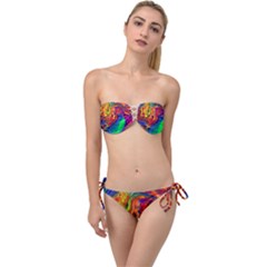 Waves Of Colorful Abstract Liquid Art Twist Bandeau Bikini Set