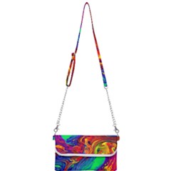 Waves Of Colorful Abstract Liquid Art Mini Crossbody Handbag by GardenOfOphir