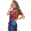 Waves Of Colorful Abstract Liquid Art Women s Short Sleeve Double Pocket Shirt View3