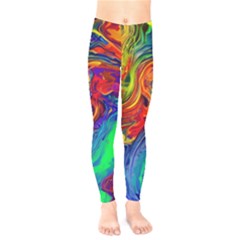 Waves Of Colorful Abstract Liquid Art Kids  Classic Winter Leggings by GardenOfOphir