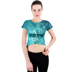 Nature Wallpaper Bubbles Water Bubbly Crew Neck Crop Top by Wegoenart