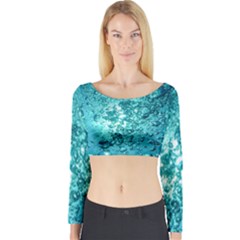 Nature Wallpaper Bubbles Water Bubbly Long Sleeve Crop Top by Wegoenart