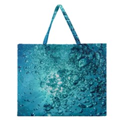 Nature Wallpaper Bubbles Water Bubbly Zipper Large Tote Bag by Wegoenart