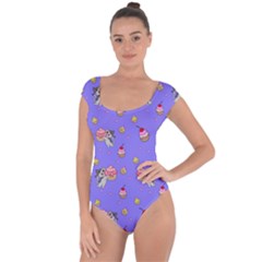 Art Pattern Design Seamless Scrapbooking Short Sleeve Leotard 