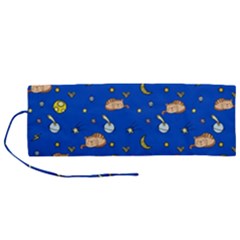 Cat Animals Sleep Stars Seamless Background Roll Up Canvas Pencil Holder (m) by Wegoenart