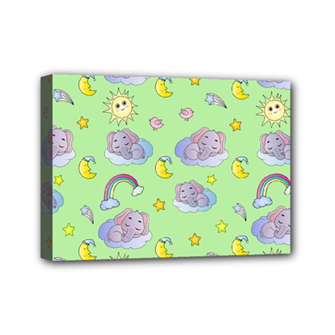 Elephant Sleeping Elephants Background Mini Canvas 7  x 5  (Stretched)