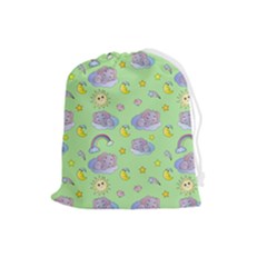 Elephant Sleeping Elephants Background Drawstring Pouch (Large)