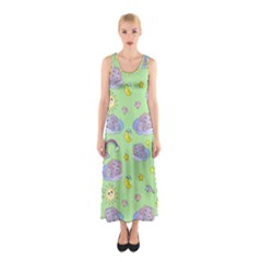 Elephant Sleeping Elephants Background Sleeveless Maxi Dress