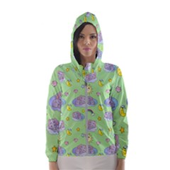 Elephant Sleeping Elephants Background Women s Hooded Windbreaker