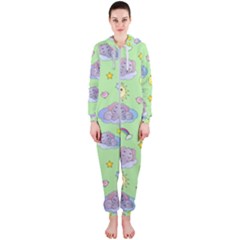 Elephant Sleeping Elephants Background Hooded Jumpsuit (Ladies)