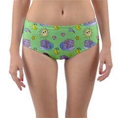 Elephant Sleeping Elephants Background Reversible Mid-Waist Bikini Bottoms