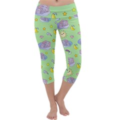 Elephant Sleeping Elephants Background Capri Yoga Leggings