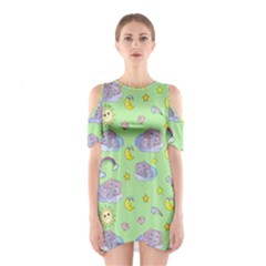 Elephant Sleeping Elephants Background Shoulder Cutout One Piece Dress