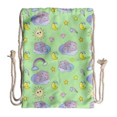 Elephant Sleeping Elephants Background Drawstring Bag (Large)