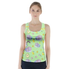 Elephant Sleeping Elephants Background Racer Back Sports Top