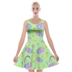 Elephant Sleeping Elephants Background Velvet Skater Dress