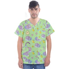 Elephant Sleeping Elephants Background Men s V-Neck Scrub Top