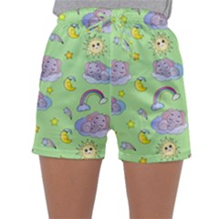 Elephant Sleeping Elephants Background Sleepwear Shorts