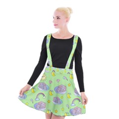 Elephant Sleeping Elephants Background Suspender Skater Skirt