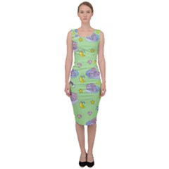 Elephant Sleeping Elephants Background Sleeveless Pencil Dress