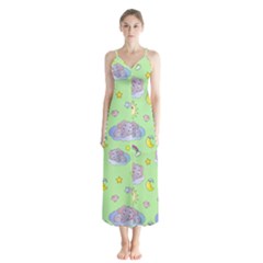 Elephant Sleeping Elephants Background Button Up Chiffon Maxi Dress