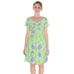 Elephant Sleeping Elephants Background Short Sleeve Bardot Dress