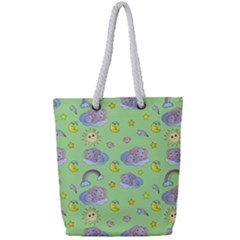 Elephant Sleeping Elephants Background Full Print Rope Handle Tote (small) by Wegoenart