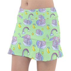 Elephant Sleeping Elephants Background Classic Tennis Skirt