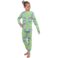 Elephant Sleeping Elephants Background Kids  Long Sleeve Set 