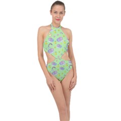 Elephant Sleeping Elephants Background Halter Side Cut Swimsuit