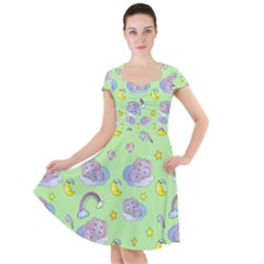 Elephant Sleeping Elephants Background Cap Sleeve Midi Dress