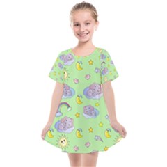 Elephant Sleeping Elephants Background Kids  Smock Dress by Wegoenart