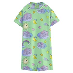 Elephant Sleeping Elephants Background Kids  Boyleg Half Suit Swimwear