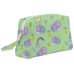 Elephant Sleeping Elephants Background Wristlet Pouch Bag (Large)