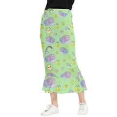 Elephant Sleeping Elephants Background Maxi Fishtail Chiffon Skirt