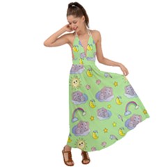 Elephant Sleeping Elephants Background Backless Maxi Beach Dress