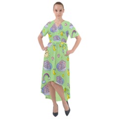 Elephant Sleeping Elephants Background Front Wrap High Low Dress