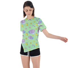 Elephant Sleeping Elephants Background Asymmetrical Short Sleeve Sports Tee