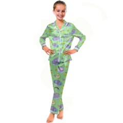 Elephant Sleeping Elephants Background Kid s Satin Long Sleeve Pajamas Set