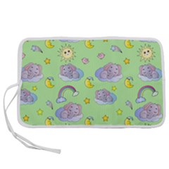 Elephant Sleeping Elephants Background Pen Storage Case (L)