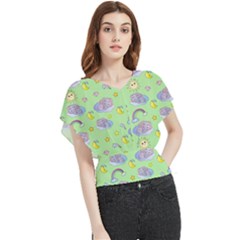 Elephant Sleeping Elephants Background Butterfly Chiffon Blouse