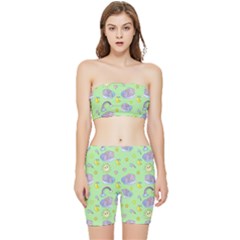 Elephant Sleeping Elephants Background Stretch Shorts and Tube Top Set