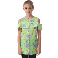 Elephant Sleeping Elephants Background Fold Over Open Sleeve Top